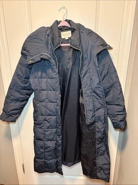 Cole Haan Navy Long Quilted Puffer Coat